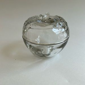 Glass apple-shaped sugar bowl w/ top